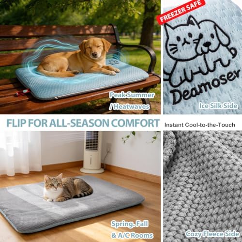 Dual-Sided Cooling Mat for Dogs & Cats – Ice Silk & Corn Fleece, Washable Pet - Image 2