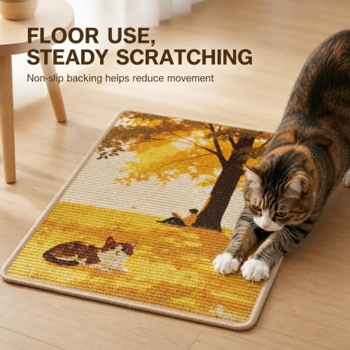 Sisal Cat Scratching Mat, Wall Mounted or Floor Scratch Pad, Non-Slip Backing - Image 6