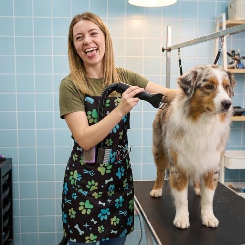 2 Pcs Dog Grooming Apron with 2 Pockets, Dog Grooming Smock - Image 6