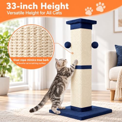 Cat Scratching Post 33 Inch Nature Sisal Scratch Post - Image 7