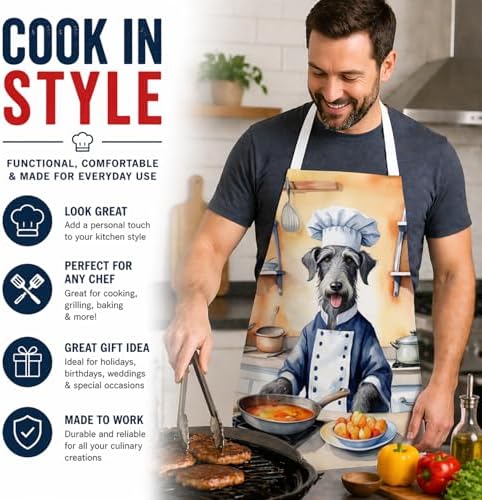 Caroline's Treasures Scottish Deerhound The Chef Apron Cooking Kitchen Server - Image 2