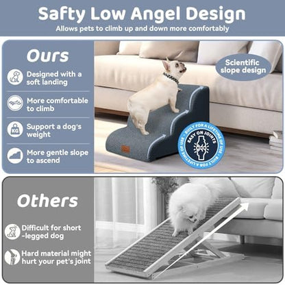 Zerbuger Dog Ramp and Stairs for Bed, Dark Grey 3 Steps 16" H - Image 5