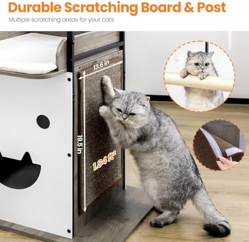 48in Wood Modern Cat Tree for Large Indoor Cats - Image 4
