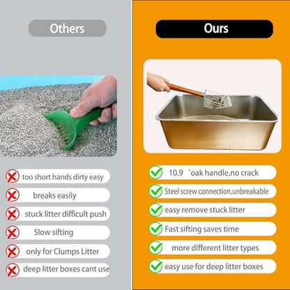 Designed for Deep Litter Boxes, Long Handle Metal Cat Litter Scoop - Image 2