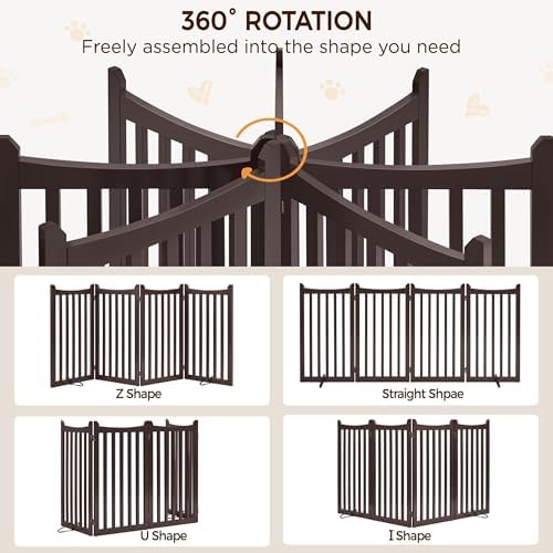 Yaheetech 36in 4-Panel Wooden Freestanding Pet Gate - Image 7