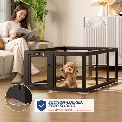 Clear Acrylic Dog Playpen Indoor Pet Pen, 8 Panels - Image 4