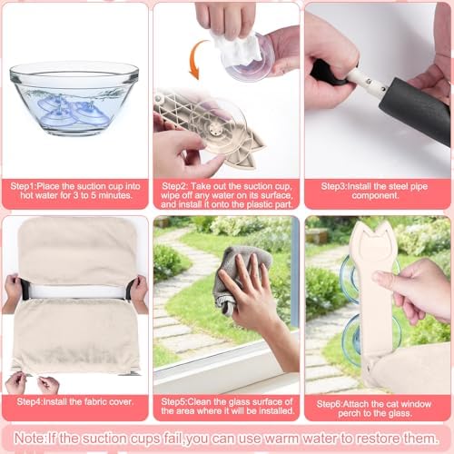 2 Pack Cat Window Perch, Cat Window Hammock Cordless Foldable Window Bed - Image 6