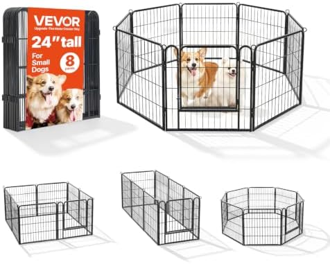 VEVOR Dog Playpen 24 in 8 Panels Foldable Heavy Duty Metal Pen by VEVOR