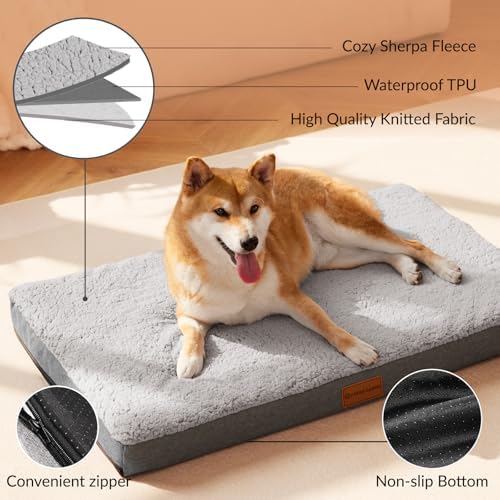 Patas Lague Orthopedic Medium Dog Bed Washable Pet Sofa Mat 30''X20'' Grey - Image 3