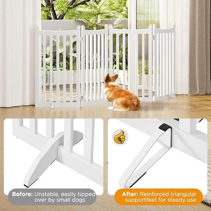 Yaheetech 36in 4-Panel Wooden Freestanding Pet Gate - Image 5