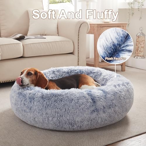 33 in Faux Fur Fluffy Donut Dog Bed - Image 4