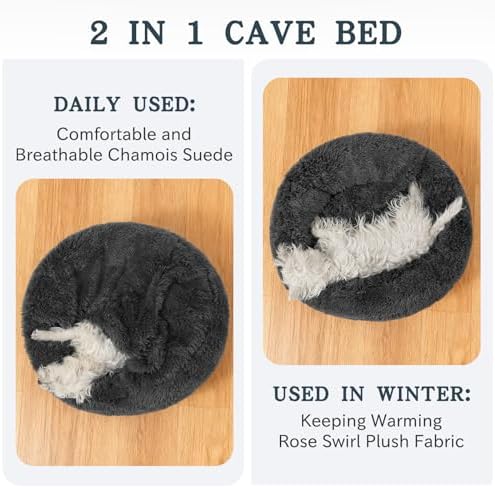 NOYAL Calming Donut Dog Bed, Hooded Cave - Image 2