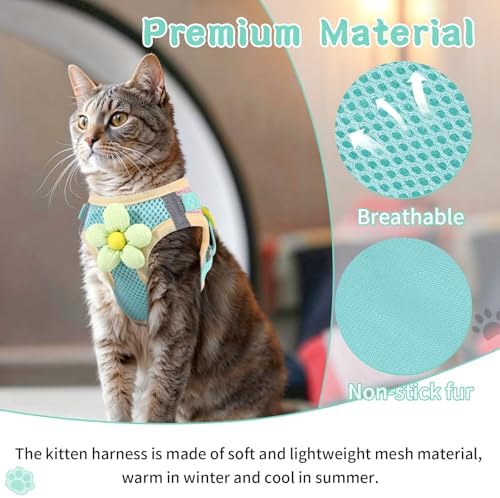 Cat Harness and Leash Set, Escape Proof Soft Vest Walk Green XS - Image 3