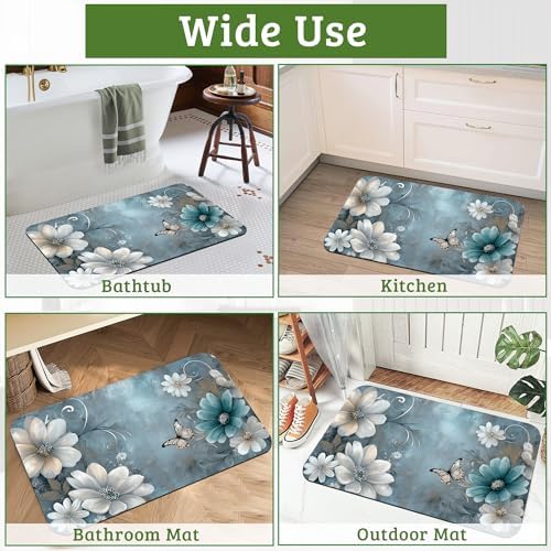 Floral Butterfly Bathroom Rugs Mat Non Slip Washable Quick Dry Absorbent Thin - Image 7