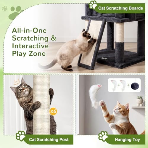 Globlazer 81in Cat Tree for Large Cats, Extra Tall Tower, Dark Grey - Image 3