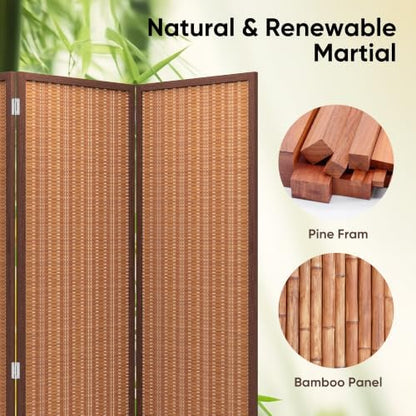 JOSTYLE 5 Panel Folding Privacy Screen 6ft Bamboo Freestanding Room Divider - Image 3