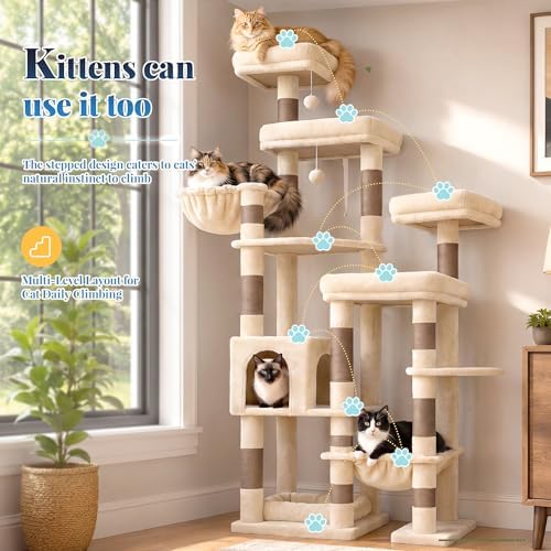 Hey-brother Cat Tree Tower, Wide Base, 5 Platforms - Image 7