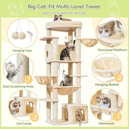Taoqimiao 72 in Cat Tree, XXL Cat Tower - Image 4