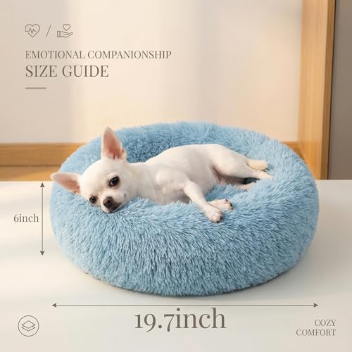 nononfish Fluffy Donut Dog Bed for Small Dogs, Cozy Plush Pet Bed - Image 3