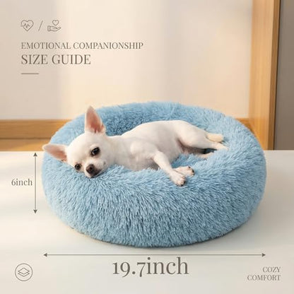 nononfish Fluffy Donut Dog Bed for Small Dogs, Cozy Plush Pet Bed - Image 3
