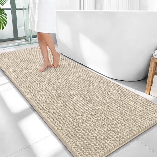 OLANLY Thick Chenille Bathroom Runner Rugs 59x24, Absorbent Bath Mat by OLANLY