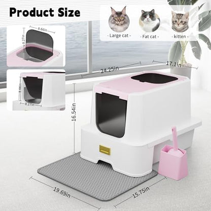 RIZZARI Pink Cat Litter Box: Covered Top Entry - Image 2