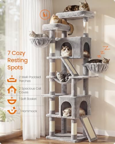 Feandrea Large Cat Tree, 81.1" Tall Sturdy Cat Tower - Image 3