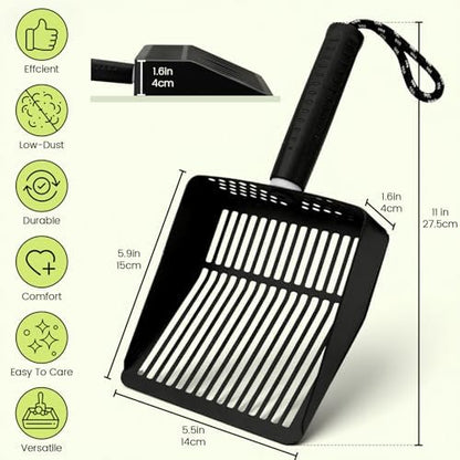 Cat Litter Scoop with Holder, Stainless Steel, Non-Slip Handle - Image 2