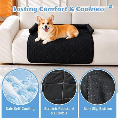 Cooling Dog Bed Mats with Neck & Head Support, 35.43 x31.5 inch Black - Image 2