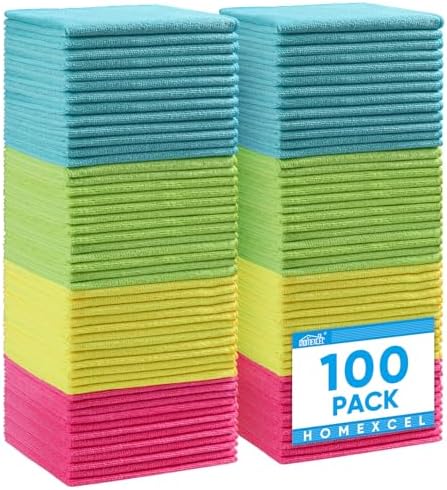 HOMEXCEL 100PK Microfiber Cleaning Cloth, Cleaning Rag by HOMEXCEL