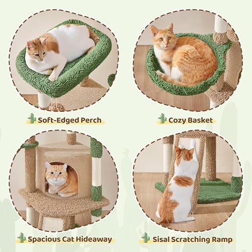 Yaheetech 42in Brown Cactus Cat Tree Tower - Image 4