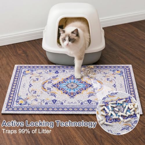 Glittme Cat Litter Mat 47"x35" Non-Slip Washable Trapping Mat - Image 2