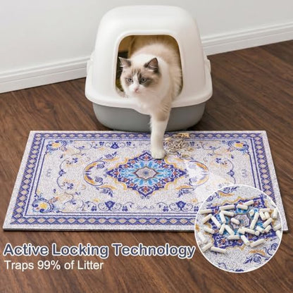 Glittme Cat Litter Mat 47"x35" Non-Slip Washable Trapping Mat - Image 2