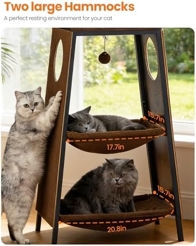 56in Modern Wood Cat Tree Tower - Image 2
