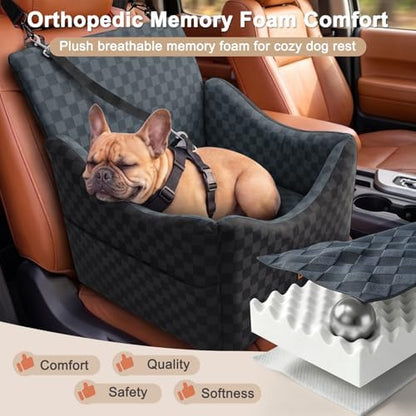 JOEJOY Elevated Dog Car Seat for Small/Medium Dogs up to 35 lbs, Memory Foam - Image 3