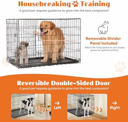 Sweetcrispy 48 Inch Dog Crate, Medium Large Dog Cage, Foldable Pet Kennel - Image 4
