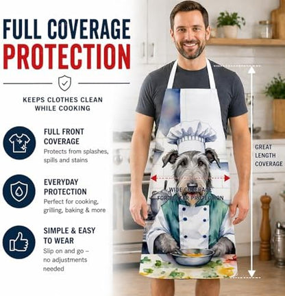 Caroline's Treasures Irish Wolfhound The Chef Apron Cooking Kitchen Server - Image 3