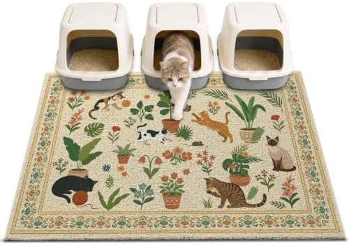 Unicorn Catcher 40"x30" Cat Litter Mat Non-Slip Washable Litter Box Mat by UnicornCatcher