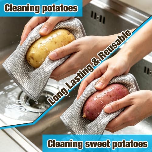 50 Pcs Non-Scratch Reusable Silver Wire Dishwashing Rags - Image 7