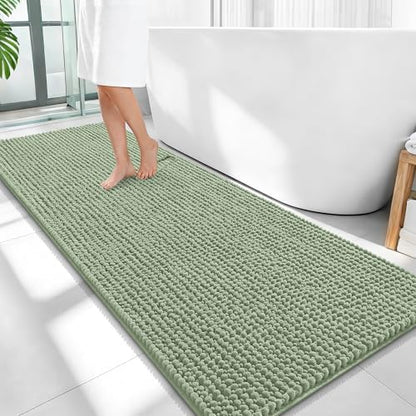 OLANLY Thick Chenille Bathroom Runner Rugs Mats 59x24, Sage Green by OLANLY