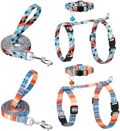 2 Pack Cat Harness and Leash Set Escape Proof Adjustable Cat Harness by Guiqulai