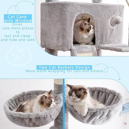 Hey-brother Cat Tree Tower, Adjustable Height, Floor to Ceiling - Image 4
