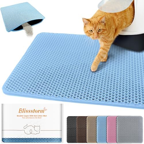 Cat Litter Mat 16"x20", Double Layer EVA litterbox Mat by BLISSSTORM
