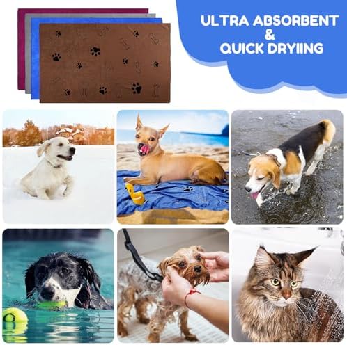 Chumia 4 Pcs Dog Towels for Drying Dog Puppy Bulk Microfiber Absorbent Paw - Image 6