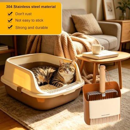 Cat Litter Scoop with Holder, Heavy Duty Stainless Steel Kitty Scooper - Image 6
