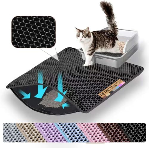 Small Cat Litter Mat, Double Layer Honeycomb Litter Box Mat by Petinstinct