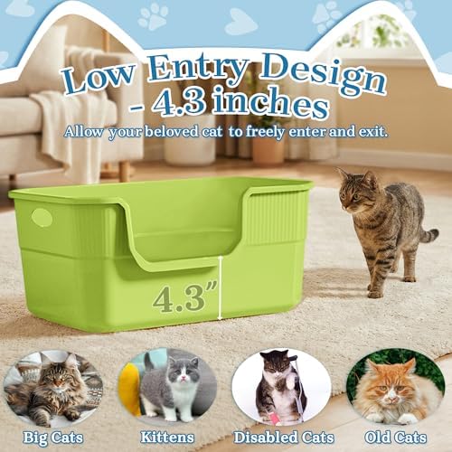 Low Entry Litter Box for Kittens & Senior Cat, High Sided Kitty Litter Boxes - Image 2