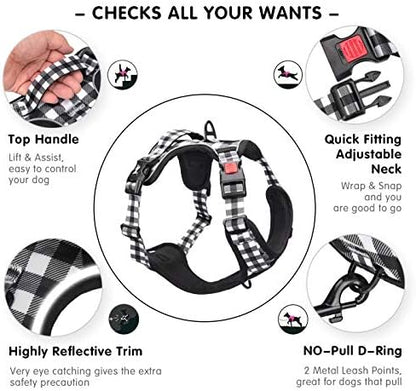 PoyPet Plaid Dog Harness Medium, No Pull Vest - Image 4