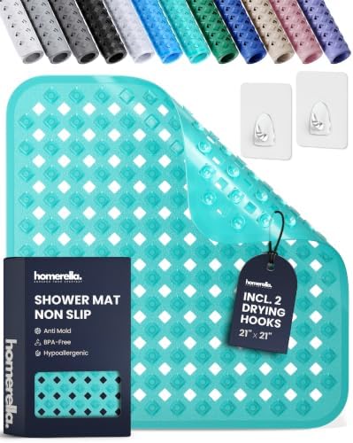 homerella Square Shower Mat Non Slip Anti Mold 21x21 Anti Slip Shower Mat by Homerella