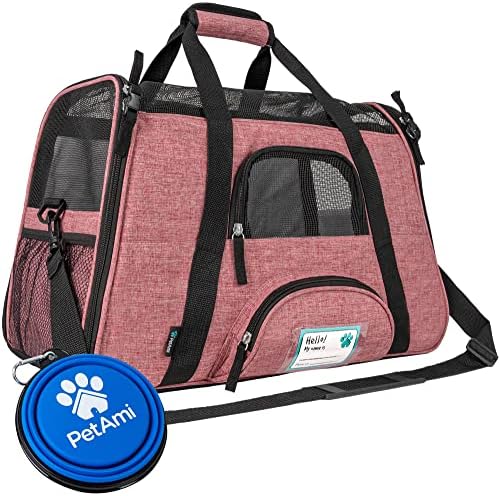 PetAmi Airline Approved Pet Carrier Cat Small Dogs, Large Heather White Red by PetAmi